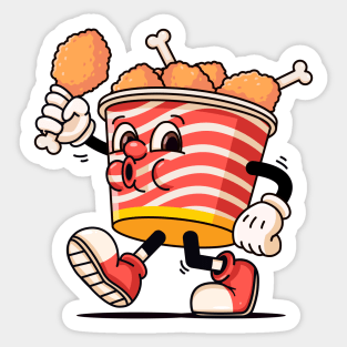 Fried chicken bucket cartoon mascot Sticker